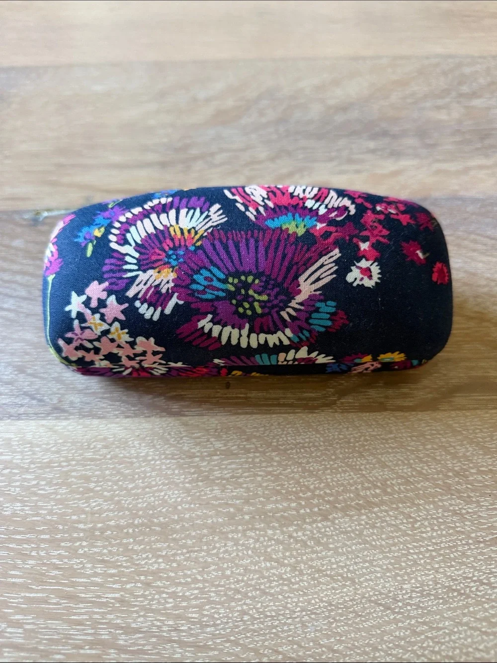 Floral Blue Protective Eyeglass Case with Colorful Accent Print